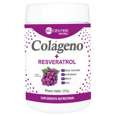Colágeno + Resveratrol x 200 g - BioCenter Natural
El Colágeno Hidrolizado + Resveratrol de BioCenter Natural presenta una composición de fácil consumo y dilución. Frutos de color morado como los arándanos, moras, uvas y maíz morado son los que aportan be